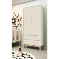 Guarda-roupa Retrô 2 Portas Classic New Areia Fosco Com Natural - Reller - 2