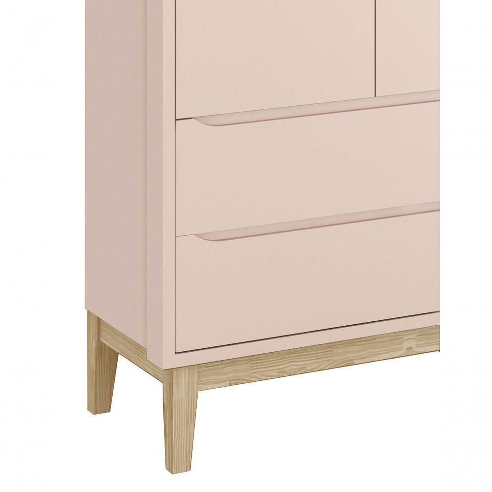 Guarda-roupa Retrô 2 Portas Classic New Rosa Fosco Com Natural - Reller - 3