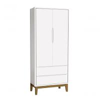 Guarda-roupa Retrô 2 Portas Classic New Branco Fosco Com Madeira - Reller - 1