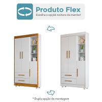 Guarda Roupa Infantil Flocos 3 Portas 2 Gavetas Flex Tigus Ipê- Branco - 3
