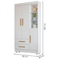 Guarda Roupa Infantil Flocos 3 Portas 2 Gavetas Flex Tigus Ipê- Branco - 4