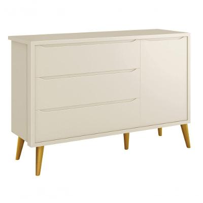 Cômoda Sapateira Théo New 3 Gavetas MDF com Puxador Embutido Bege Fosco