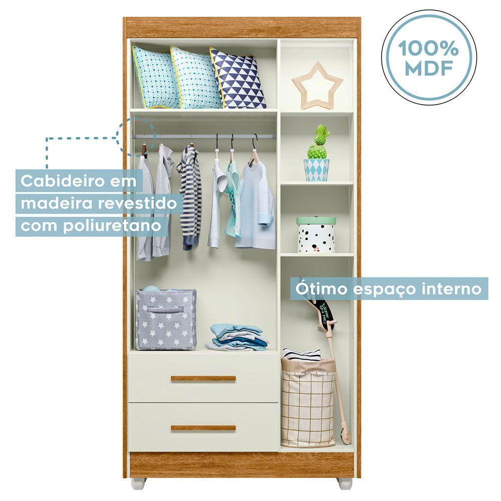 Guarda Roupa Infantil Flocos 3 Portas 2 Gavetas Flex Tigus Ipê-off White - 2