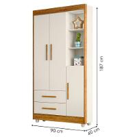 Guarda Roupa Infantil Flocos 3 Portas 2 Gavetas Flex Tigus Ipê-off White - 4