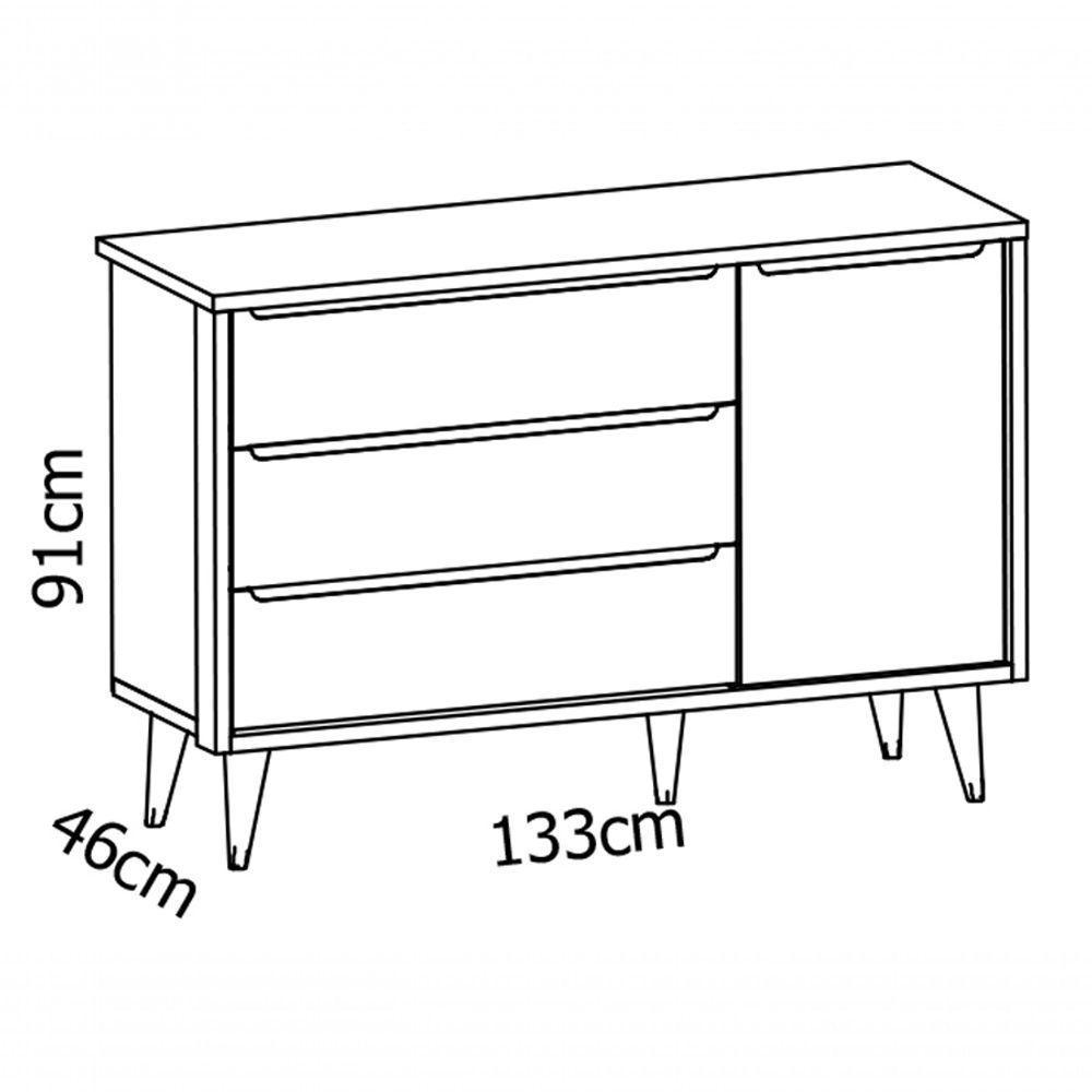 Cômoda Sapateira Théo New Branco Fosco Com Madeira - Reller - 6