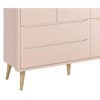 Guarda-roupa Retrô 3 Portas Théo New Rosa Fosco Com Natural - Reller - 3