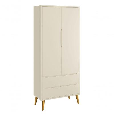 Guarda-roupa Retrô 2 Portas Théo New Areia Fosco Com Madeira - Reller