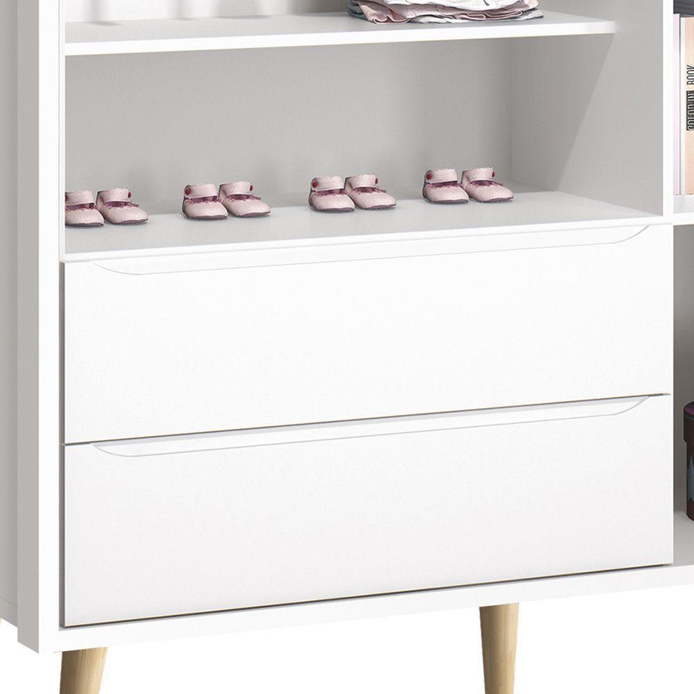Guarda-roupa Retrô 3 Portas Théo New Branco Fosco Com Natural - Reller - 4