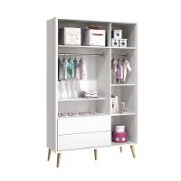 Guarda-roupa Retrô 3 Portas Théo New Branco Fosco Com Natural - Reller - 3