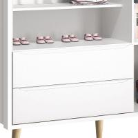 Guarda-roupa Retrô 3 Portas Théo New Branco Fosco Com Natural - Reller