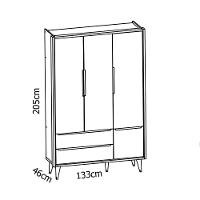 Guarda-roupa Retrô 3 Portas Théo New Branco Fosco Com Natural - Reller - 6