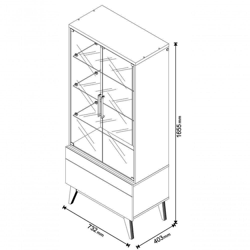 Cristaleira Classic 1g Freijó Com Off White - Imcal Móveis - 6