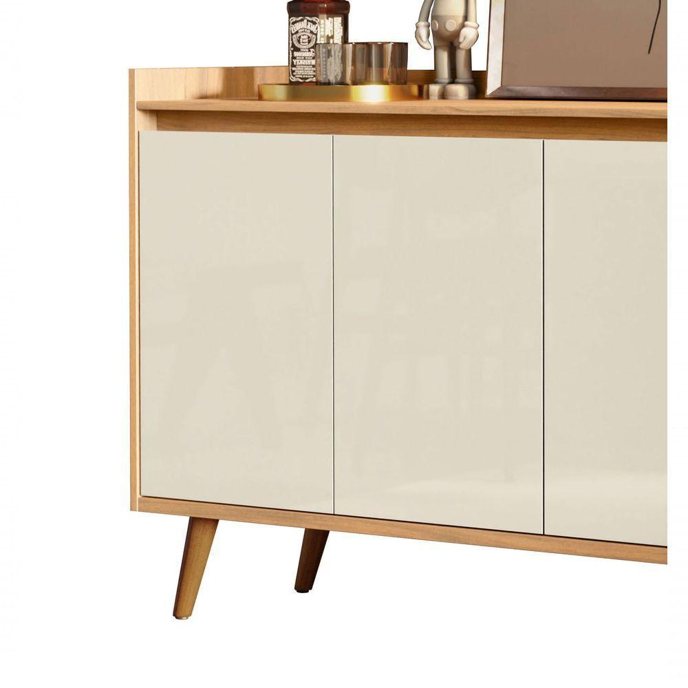 Buffet Aparador Retrô Delux 4 Portas Freijó Com Off White - Moveisaqui - 3