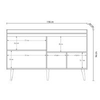 Buffet Aparador Retrô Delux 4 Portas Freijó Com Off White - Moveisaqui - 5