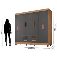 Guarda Roupa Casal Porto 8 Portas Nature Cinza - Móveis Leão - 2