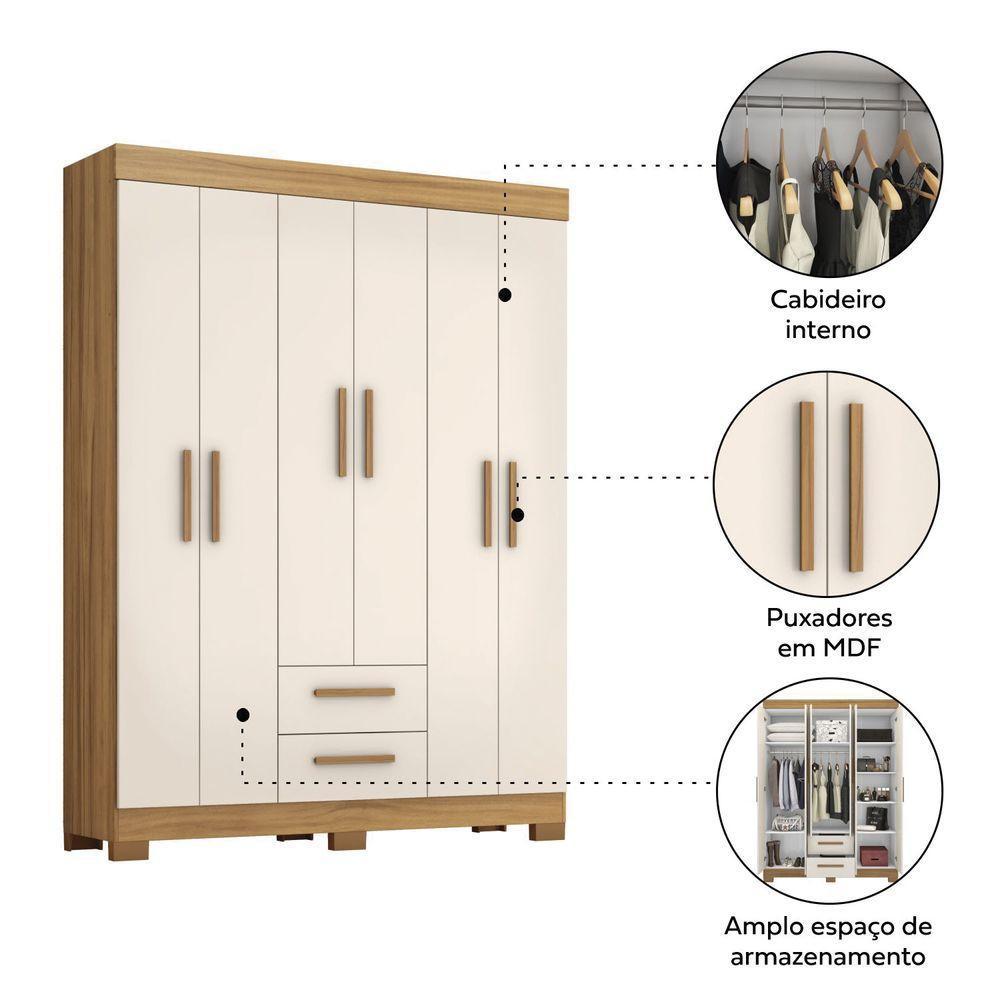 Guarda-roupa Nt 6015 Freijo Com Off White - Notavel - 6