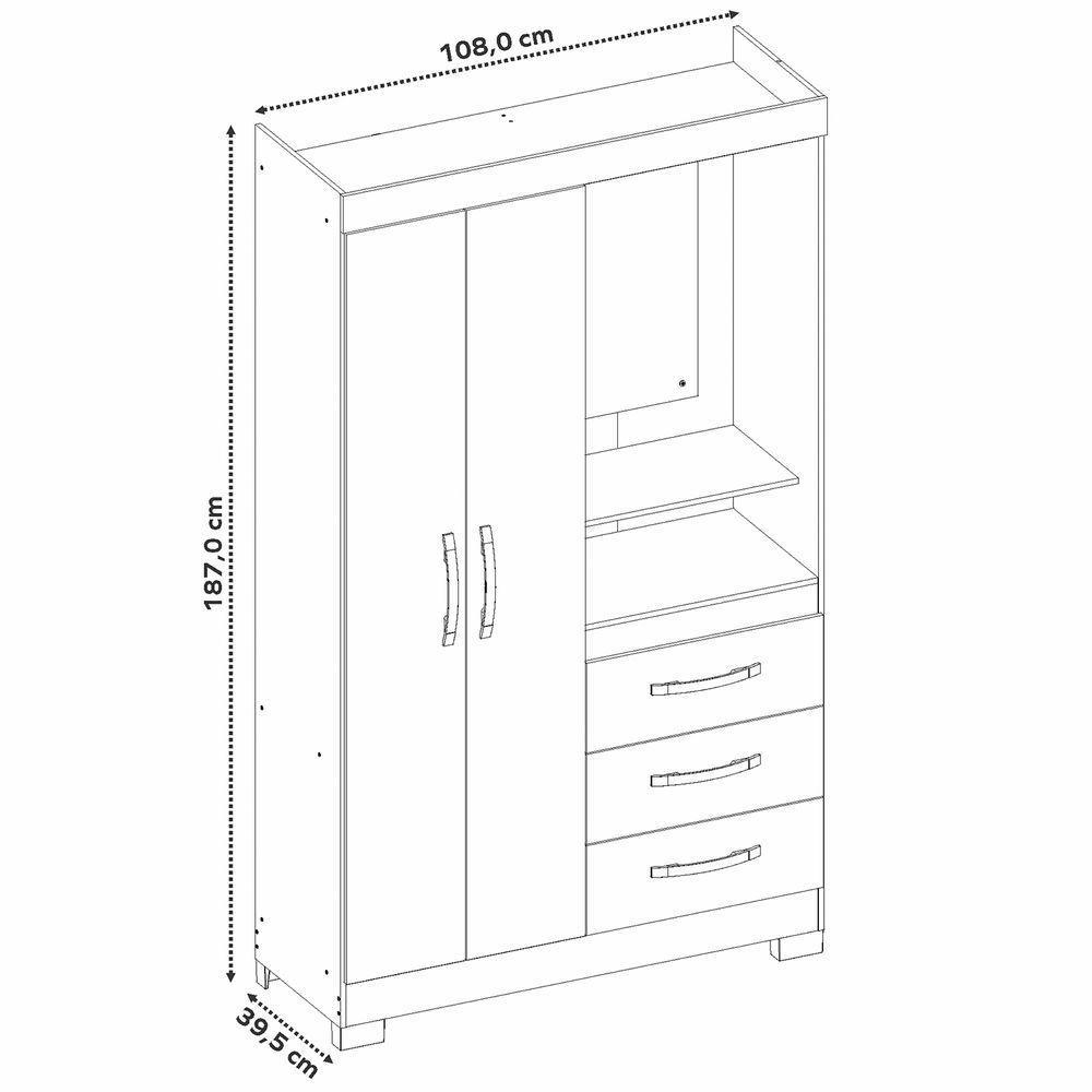 Guarda-roupa Nt6020 Branco Com Rosa - Notavel - 9