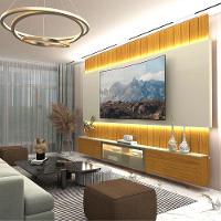 Home Para Tv Com Led Soberano Reflecta 2.6 Naturale Com Off White - Gelius Móveis - 2