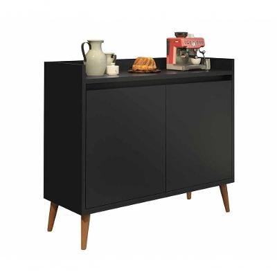 Balcão Buffet Retrô Delta 2 Portas Preto - Moveisaqui