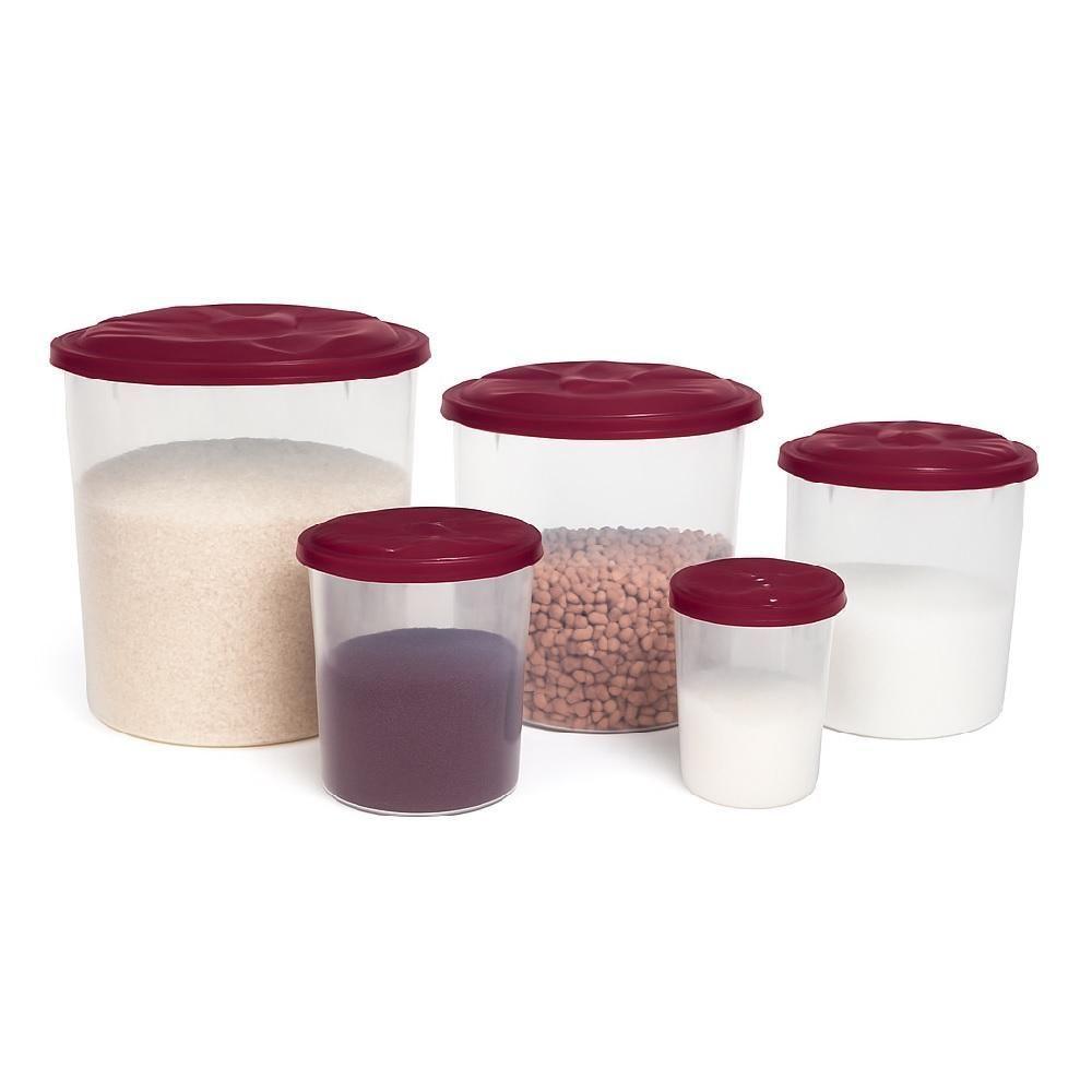 Kit 5 Potes Porta Mantimentos Grande Arroz Feijao Sal Acucar Multiuso Organizador Alimentos Plastico Freezer Com Tampa B - 1