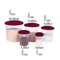 Kit 5 Potes Porta Mantimentos Grande Arroz Feijao Sal Acucar Multiuso Organizador Alimentos Plastico Freezer Com Tampa B - 6
