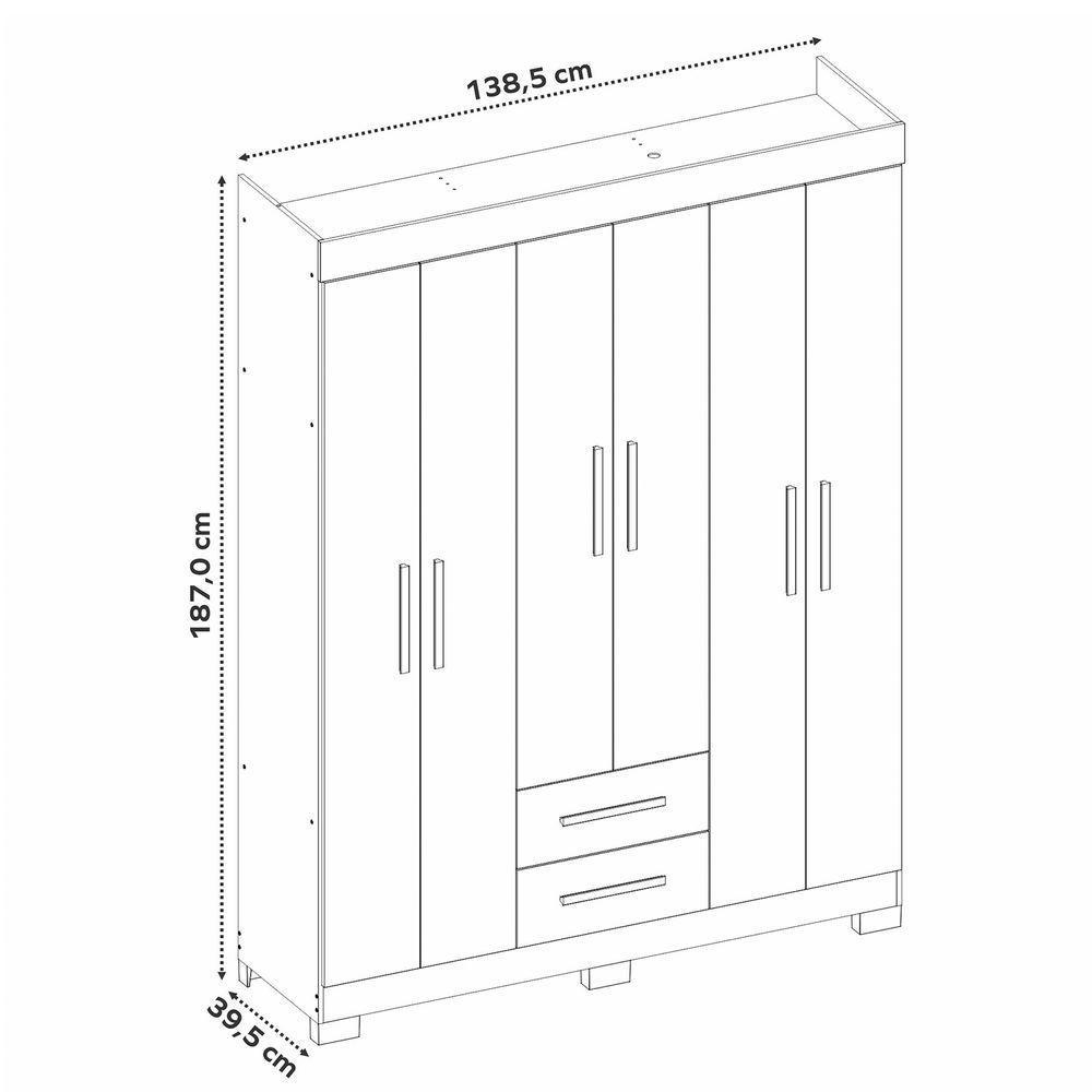 Guarda-roupa Nt 6015 Branco Com Rosa - Notavel - 10