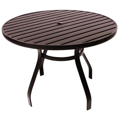 Mesa 1,20m Ripada Alumínio Resistente área Externa Piscina Jardim Jantar Marrom