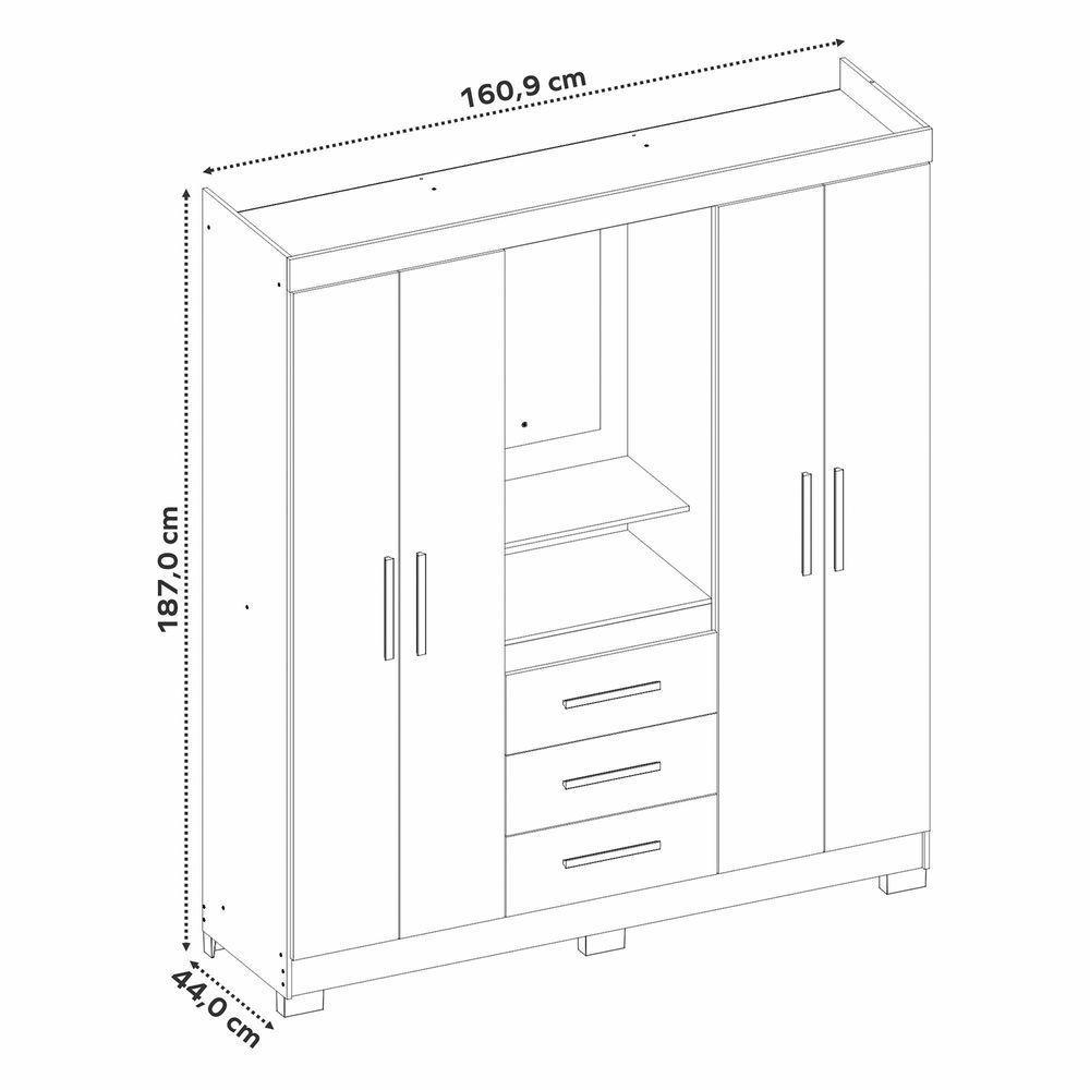 Guarda-roupa 4 Portas Nt 5015 Branco - Notável - 8