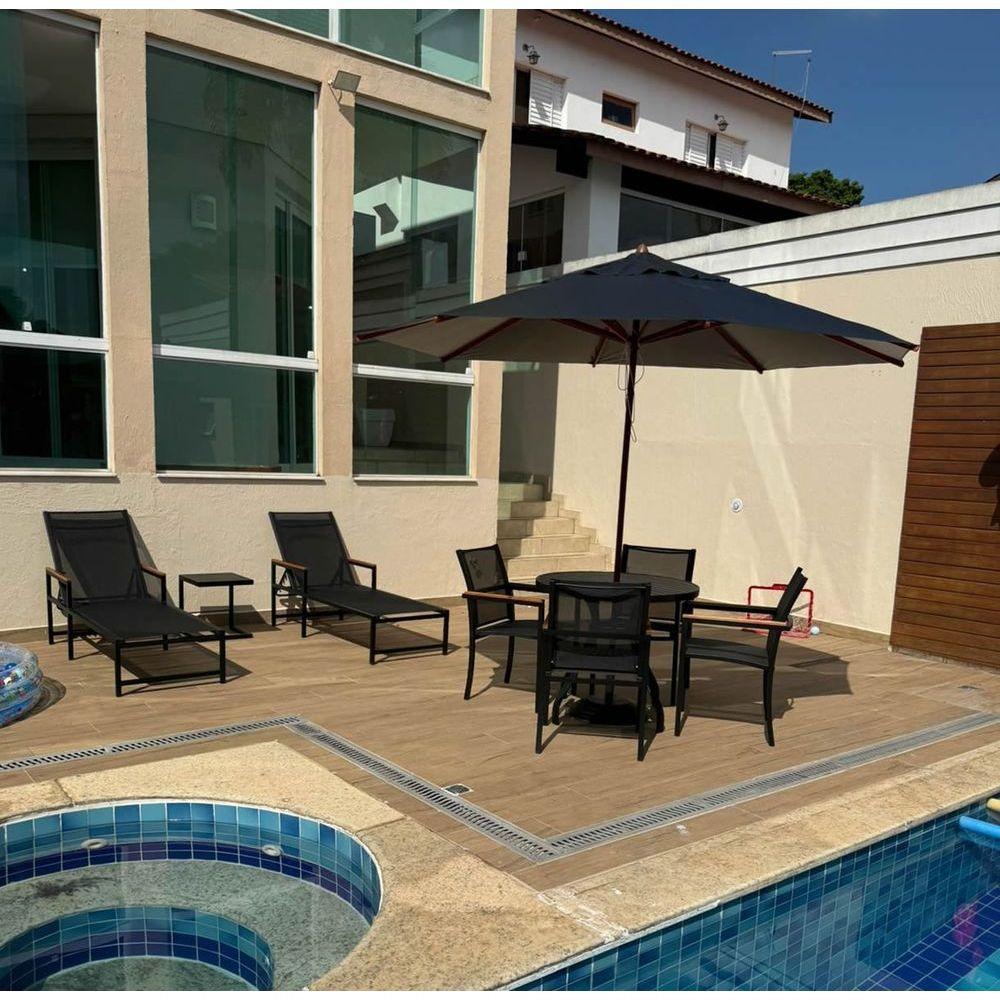 Guarda Sol Ombrelone 3,00m + Base 40kg Para Praia Piscina Jardim Preto - 2