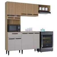 Kit Cozinha Dora Com Balcão Damasco Ripado Off White - Poquema - 1