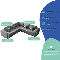 Kit Sofá Modular 5 Lugares Moderno Curvo Orgânico Adapt Bouclé - Amarena Móveis Cinza