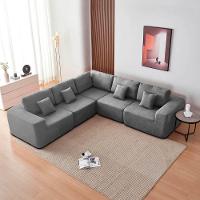 Kit Sofá Modular 5 Lugares Moderno Curvo Orgânico Adapt Bouclé - Amarena Móveis Cinza - 7