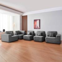 Kit Sofá Modular 5 Lugares Moderno Curvo Orgânico Adapt Bouclé - Amarena Móveis Cinza - 8