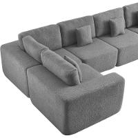 Kit Sofá Modular 5 Lugares Moderno Curvo Orgânico Adapt Bouclé - Amarena Móveis Cinza - 9