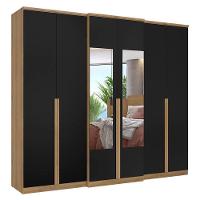 Guarda Roupa Casal Valência 6 Portas Glass Capuccino Preto Acetinado - Thb - 1