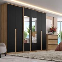 Guarda Roupa Casal Valência 6 Portas Glass Capuccino Preto Acetinado - Thb - 4