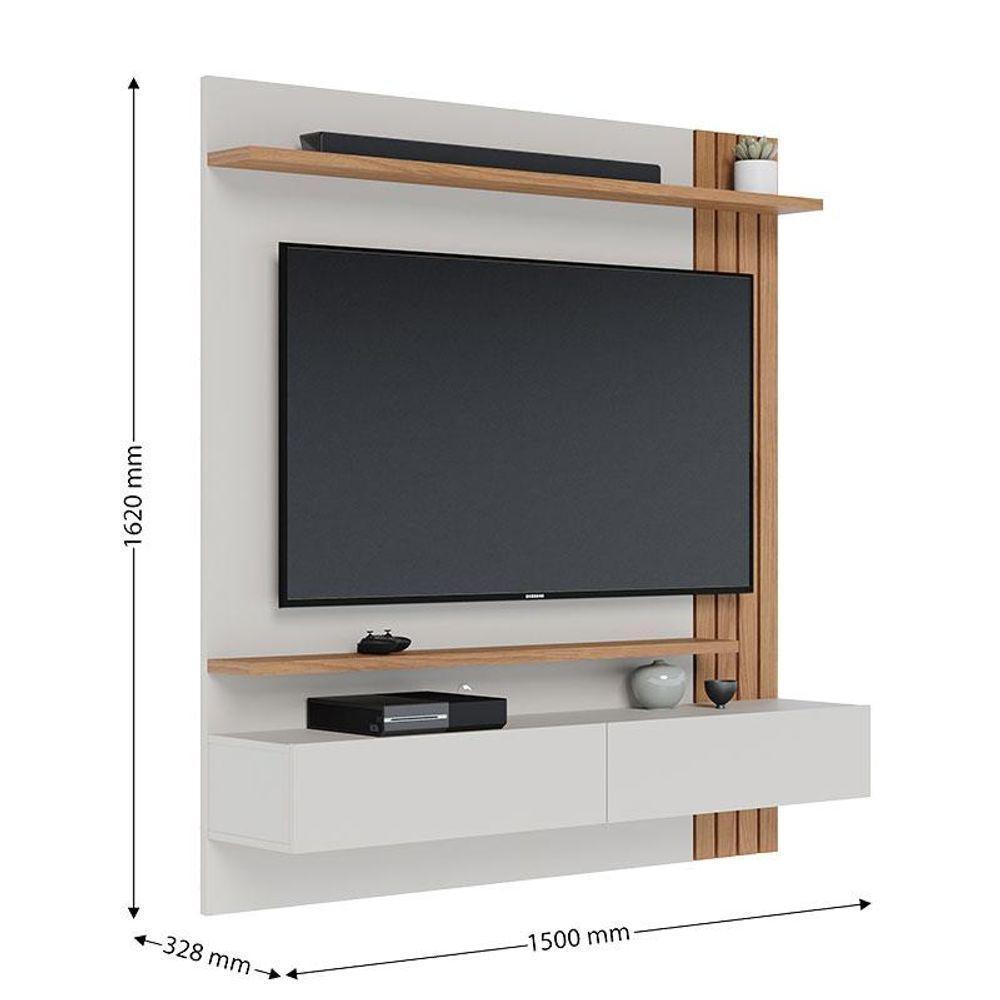 Painel Para Tv Home Suspenso Juriti 1.5 Off White Matte Freijó Com Mesa De Centro Jeri Off White Freijó - Colibri - 4