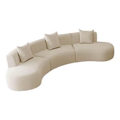 Kit Sofá Modular 4 Lugares 360cm Moderno Curvo Orgânico Duna Bouclé Bege