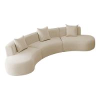 Kit Sofá Modular 4 Lugares 360cm Moderno Curvo Orgânico Duna Bouclé Bege - 1