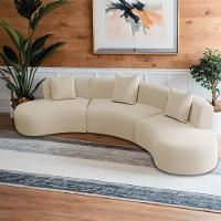 Kit Sofá Modular 4 Lugares 360cm Moderno Curvo Orgânico Duna Bouclé Bege - 2