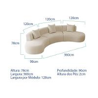 Kit Sofá Modular 4 Lugares 360cm Moderno Curvo Orgânico Duna Bouclé Bege - 3