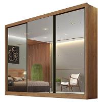 Guarda Roupa Casal Atlanta 3 Portas 8 Gavetas Com Espelho Cumaru 23 - Novo Horizonte - 1