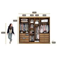 Guarda Roupa Casal Livorno 6 Portas 8 Gavetas Cumaru 25 Fendi Com Espelho - Novo Horizonte - 2