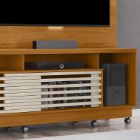 Estante De Tv 60 Pol 200cm Com Rodízio Sala De Estar Lumari Cinamomo-off White M20 - D'rossi
