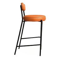 Banqueta Cozinha Alta Com Encosto Industrial Preto Kit 4 Londres Pu D03 - D'rossi Caramelo - 5