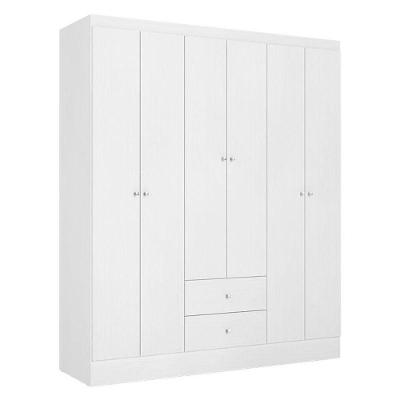 Guarda Roupa Solteiro Astro 6 Portas 2 Gavetas Branco Rosa Flex Acetinado - Thb