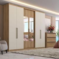 Guarda Roupa Casal Passione Ultra Glass 6 Portas Capuccino Off White Acetinado - Thb - 4