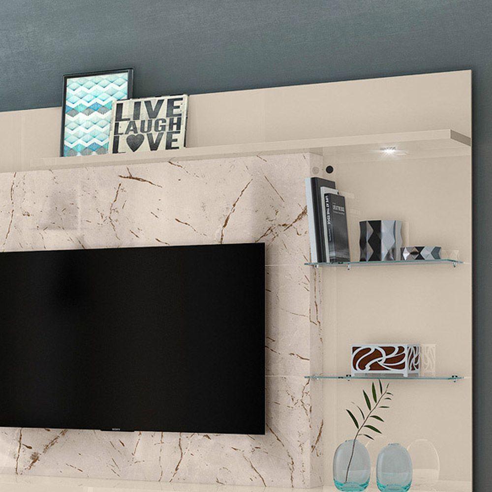 Estante De Tv 55 Pol 182cm Com Pé Para Sala Elaris Calacata-off White M20 - D'rossi - 4