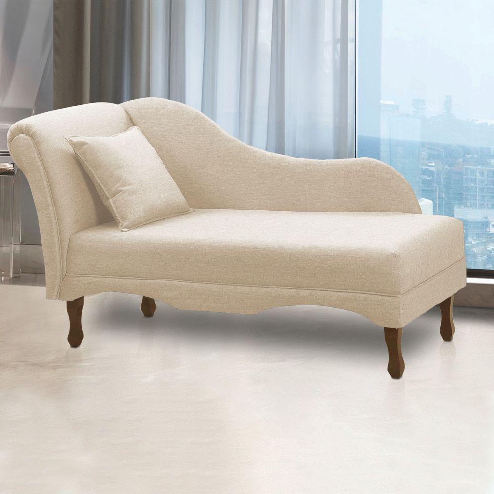 Divã Recamier Pés Retrô Medelin 150cm Linho E03 - D'rossi Bege - 1