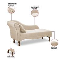 Divã Recamier Pés Retrô Medelin 150cm Linho E03 - D'rossi Bege - 3